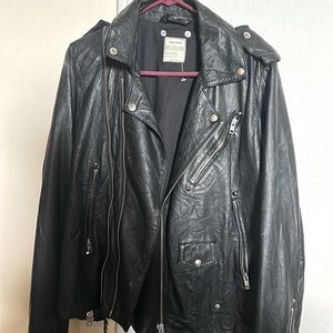 Zadig and Voltaire Distressed Leather Jacket Oversized